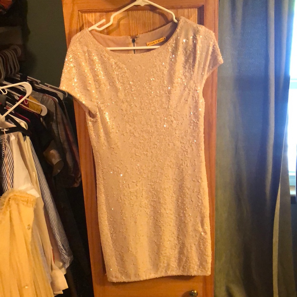 Alice and Olivia blush sequin dress